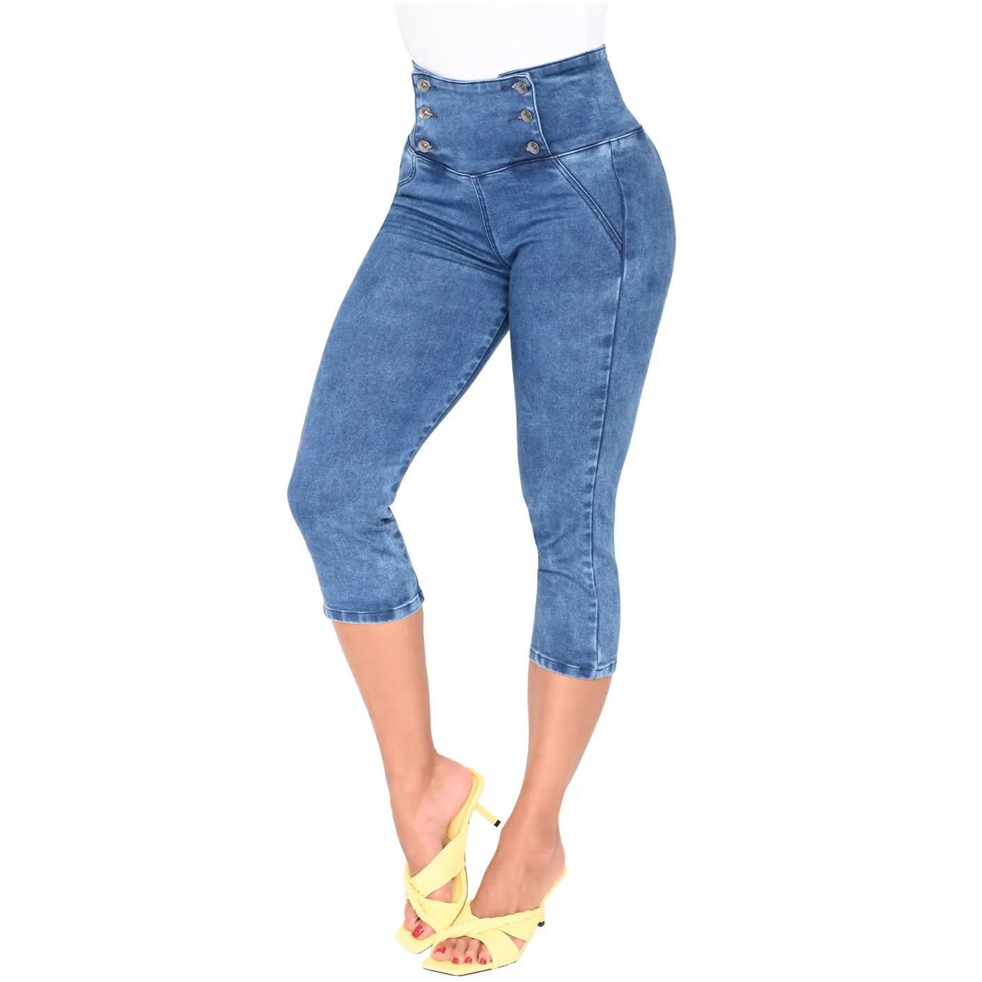 JEANS SKINNY CAPRI LEVANTADOR DE COLOMBIANA 239257 CON FAJA INTERIOR