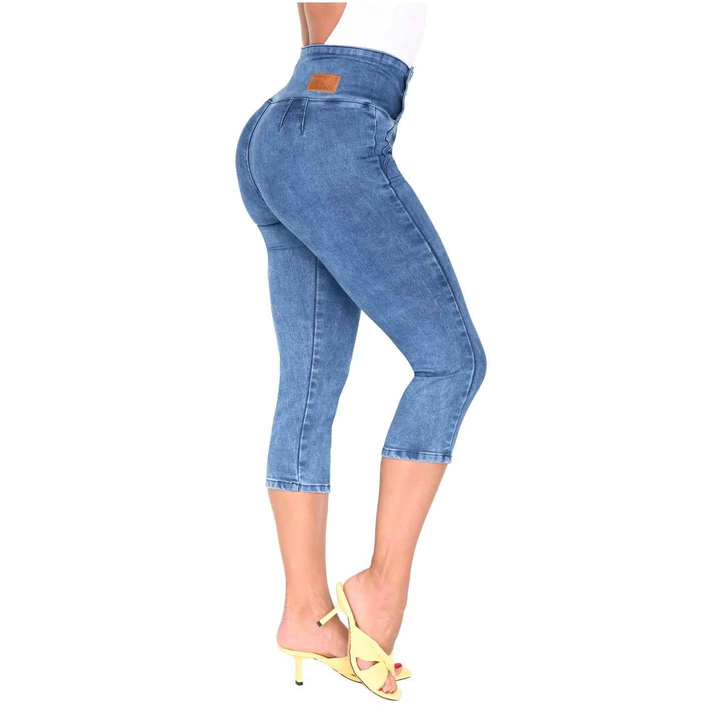 JEANS SKINNY CAPRI LEVANTADOR DE COLOMBIANA 239257 CON FAJA INTERIOR