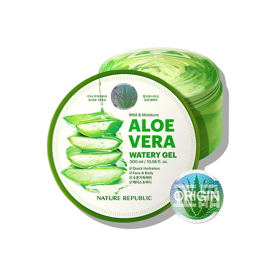 NATURE REPUBLIC Gel acuoso de aloe vera suave y humectante 300 ml / 10,56 fl. onz. 