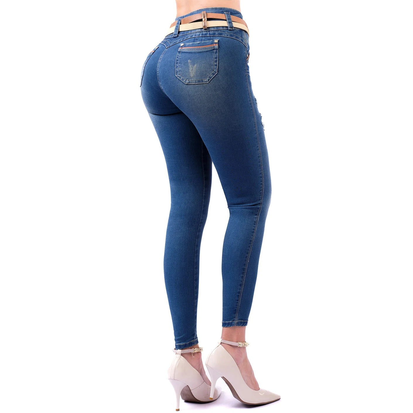 JEANS SKINNY LEVANTA COLA CON RUPTURAS 1504 PARA MUJER